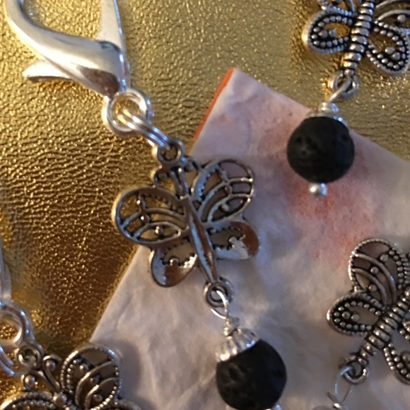 Butterfly With Lava Ball Zipper Pull in Silver for Aromatherapy - Picture 2 of 3